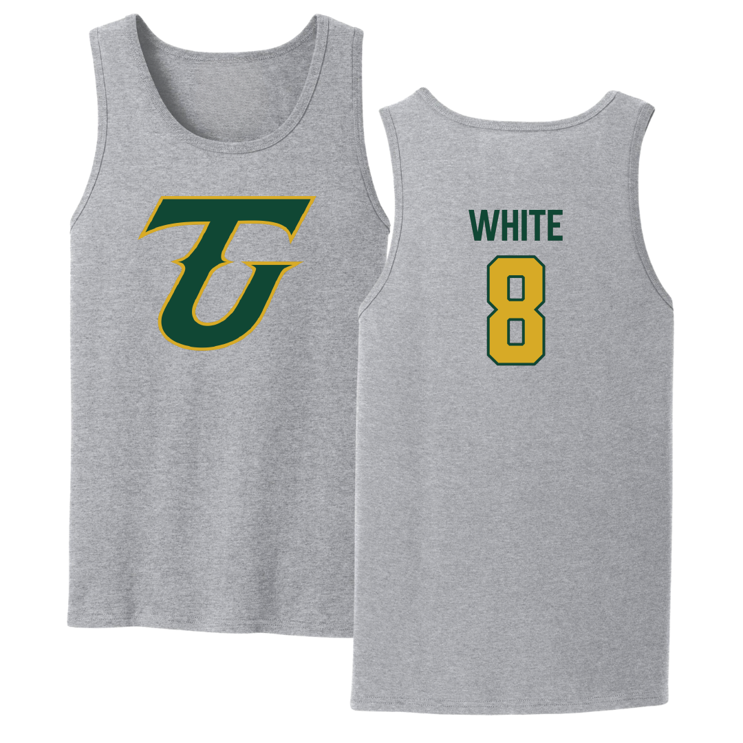 Tiffin University Football Sport Gray Tank Top - #8 Emari White