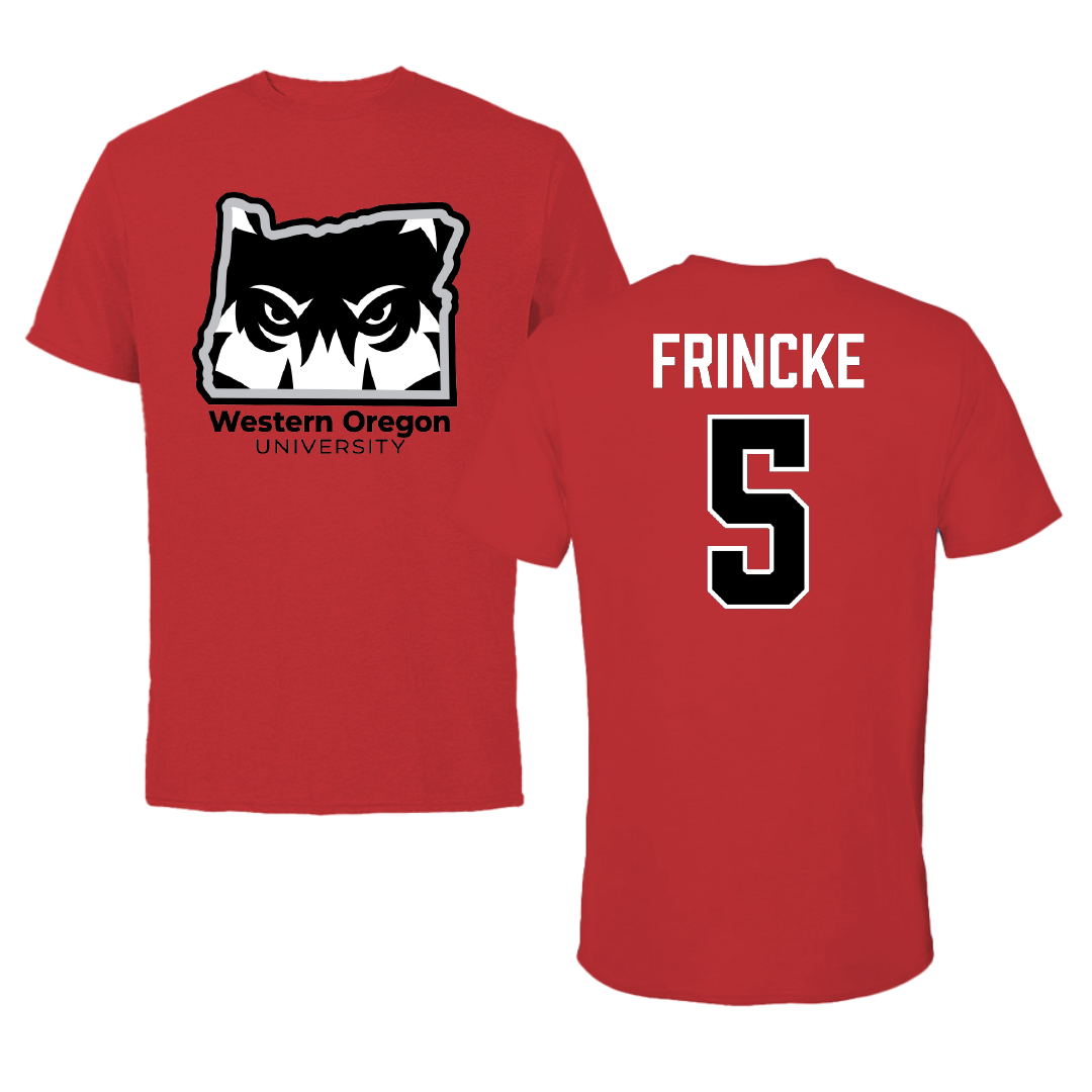 Western Oregon University Basketball (M) Red State Performance Tee - #5 Carson Frincke
