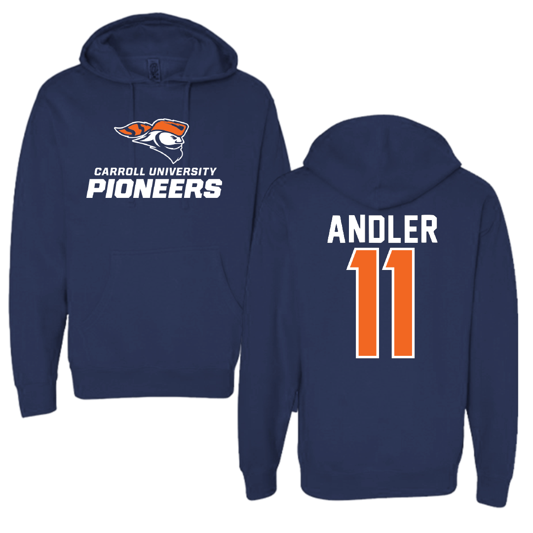 Carroll University Softball Navy Hoodie - #11 Jenna Andler