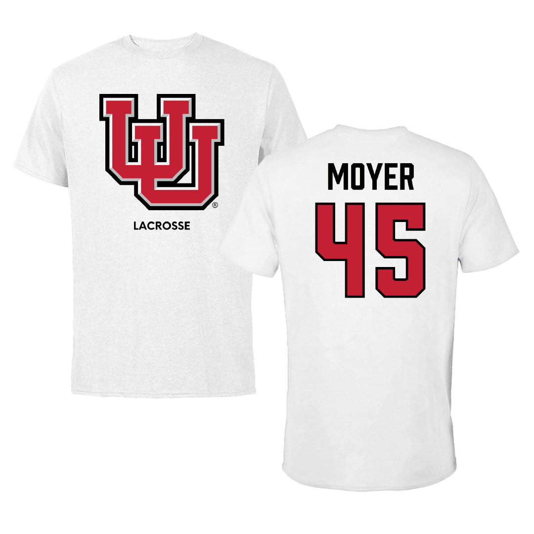 University of Utah Lacrosse (M) White Tee - #45 Carson Moyer