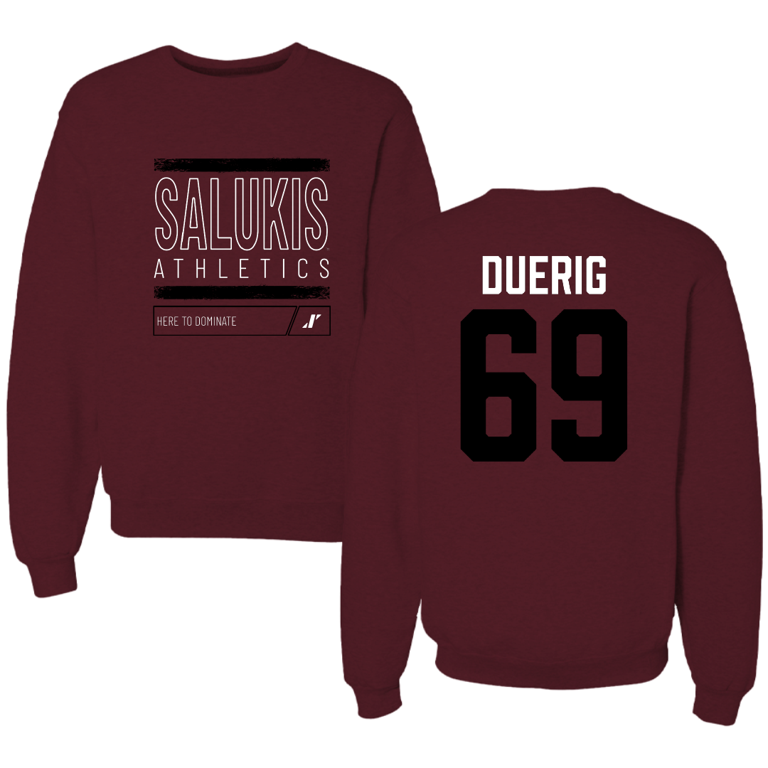 Southern Illinois University at Carbondale Football Maroon Dominate Crewneck - #69 Aidan Duerig