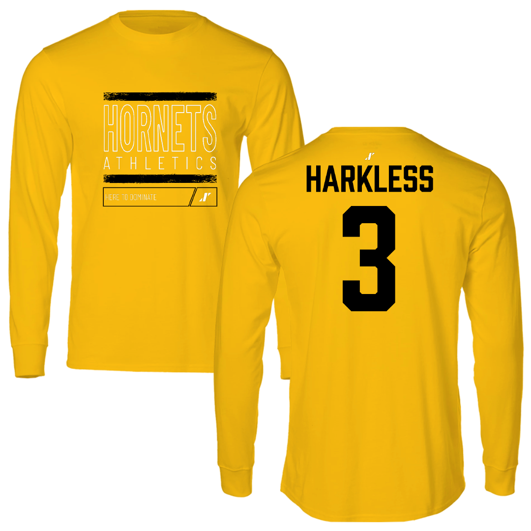 Alabama State University Football Gold Dominate Performance Long Sleeve - #3 Luke Harkless