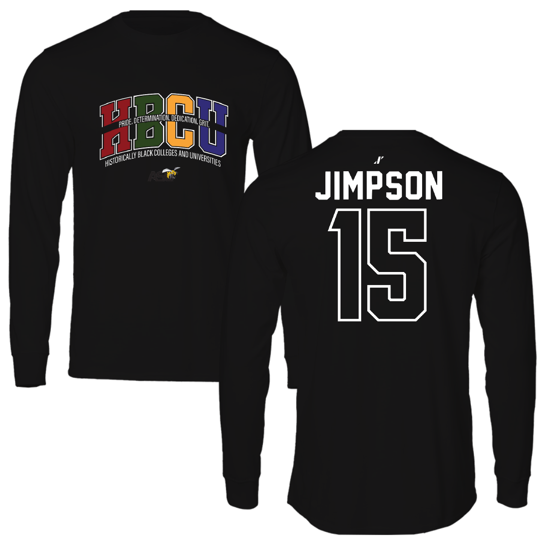 Alabama State University Football Black HBCU Performance Long Sleeve - #15 Zuriel Jimpson