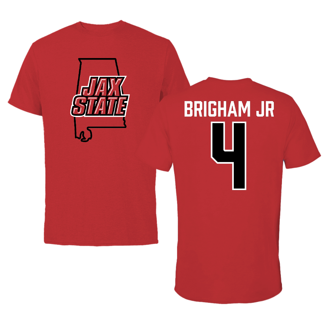 Jacksonville State University Basketball Red State Performance Tee - #4 Marcellus Brigham Jr