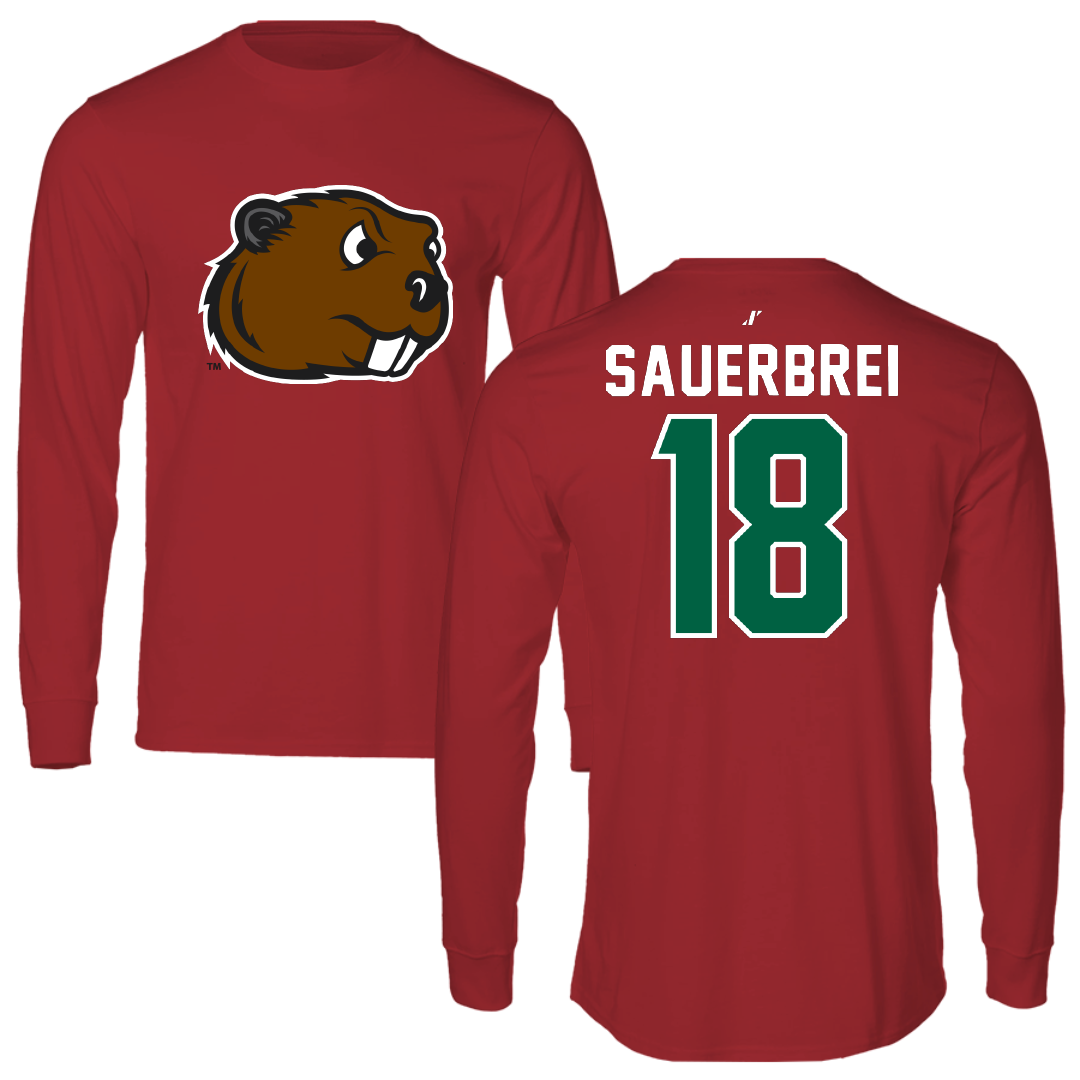 Minot State University Baseball Canvas Red Long Sleeve - #18 Ayden Sauerbrei