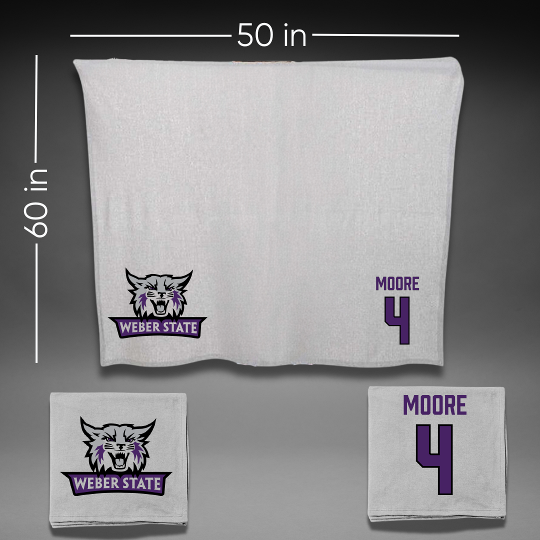 Weber State University Basketball Gray Blanket - #4 Anthony Moore