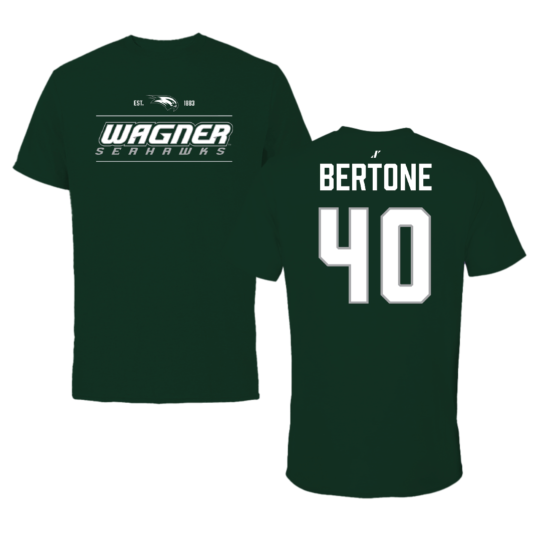 Wagner College Football Forest Green General Tee - #40 Vincent Bertone