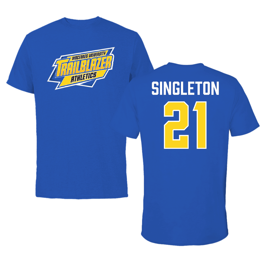Vincennes University Baseball Blue Performance Tee - #21 Tyler Singleton