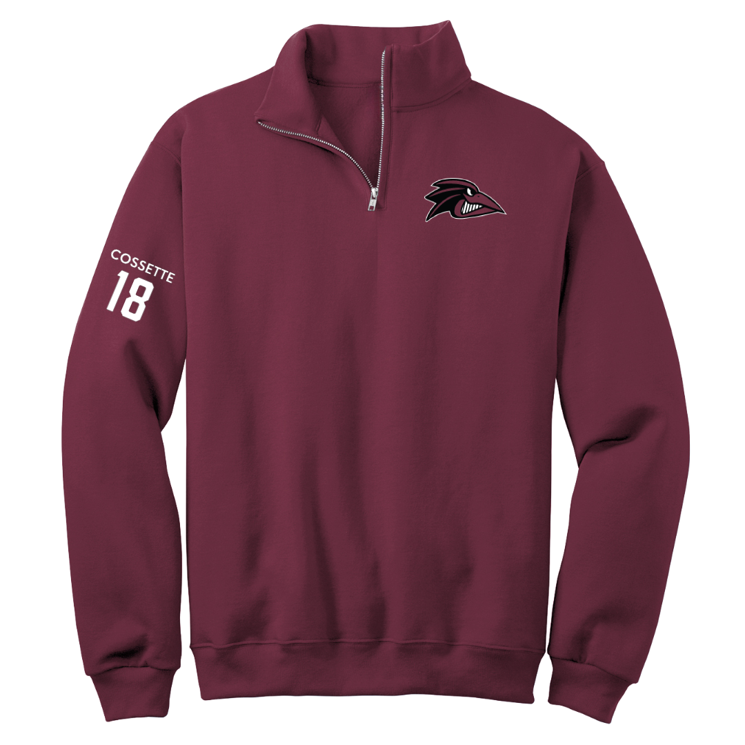 Franklin Pierce University Football Maroon Quarter-Zip - #18 Owen Cossette
