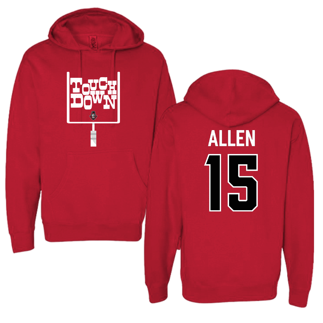 Austin Peay State University Football Red Touchdown Hoodie - #15 Chase Allen