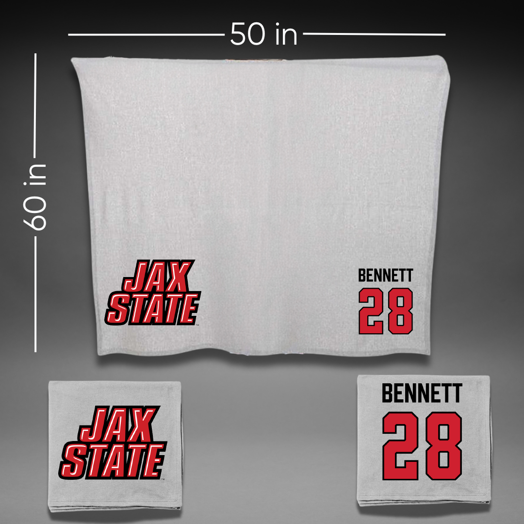 Jacksonville State University Football Gray Blanket - #28 Reggion Bennett