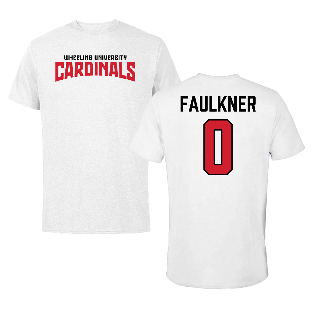 Wheeling University Soccer White Classic Performance Tee - #0 Sam Faulkner
