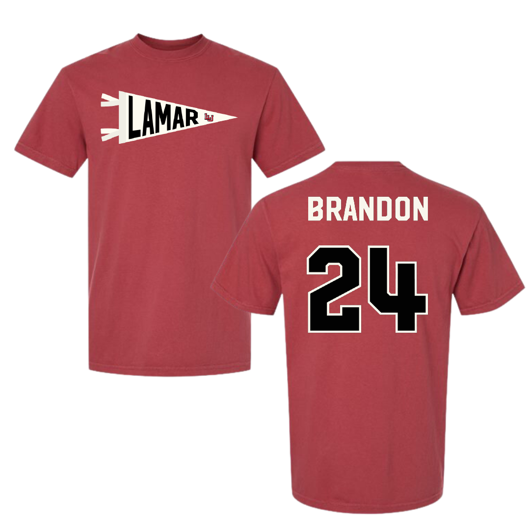 Lamar University Softball Canvas Red Pennant Comfort Colors Tee - #24 Trinity Brandon