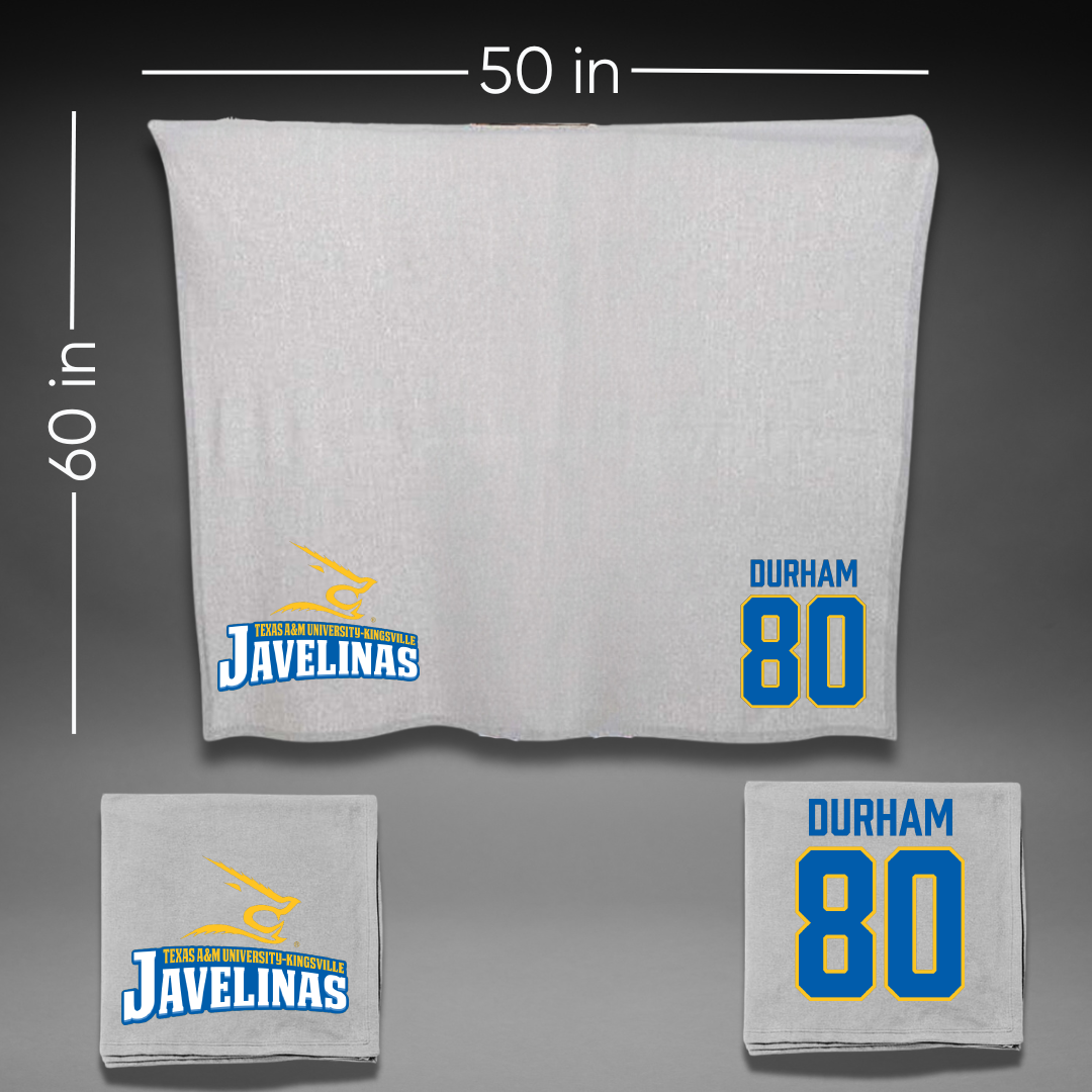 Texas A&M University-Kingsville Football Gray Javelinas Blanket - #80 Exavier Durham