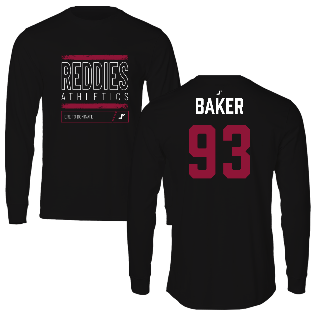 Henderson State University Football Black Dominate Performance Long Sleeve - #93 Braxton Baker