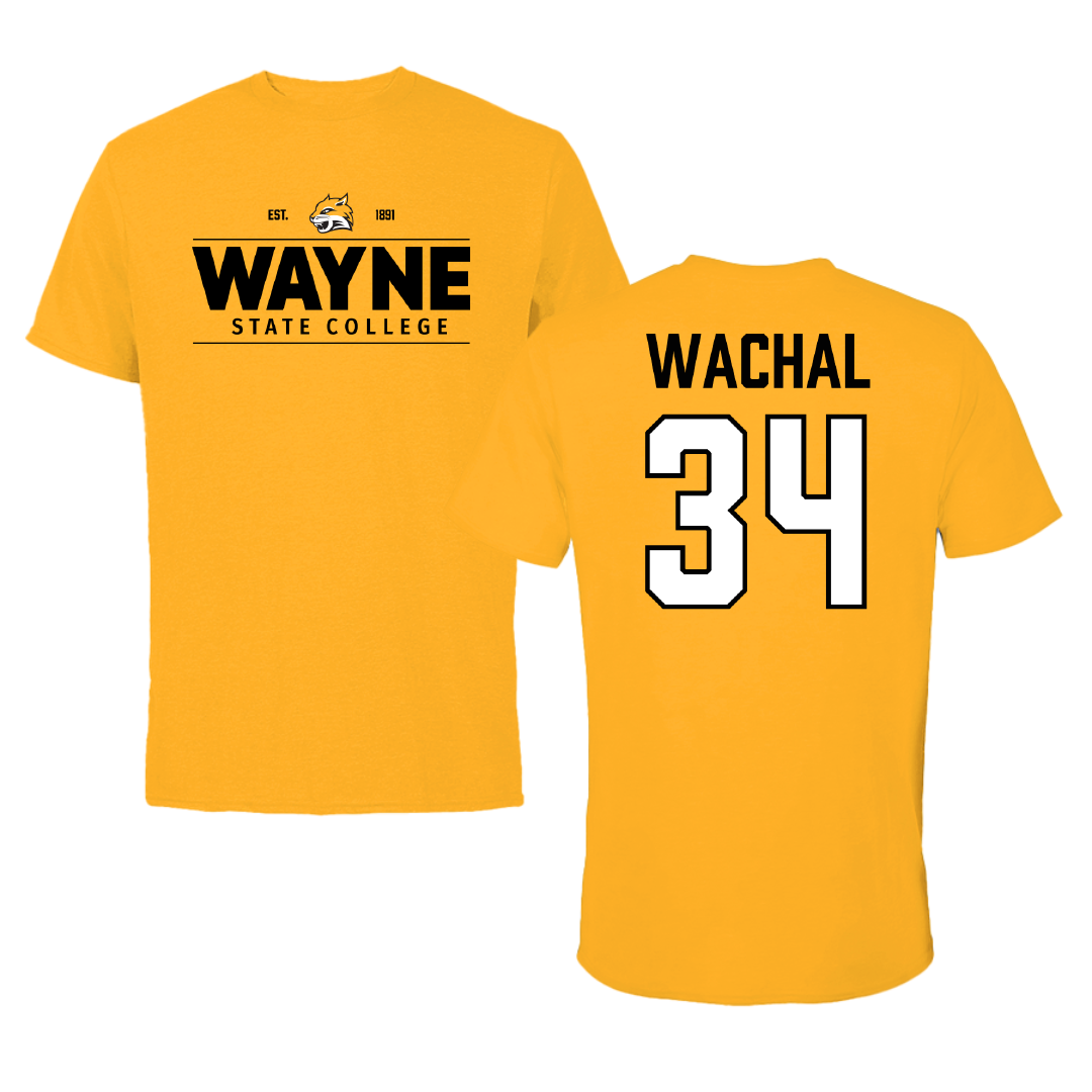 Wayne State College (Nebraska) Rugby (W) Gold General Tee - #34 Toni Wachal