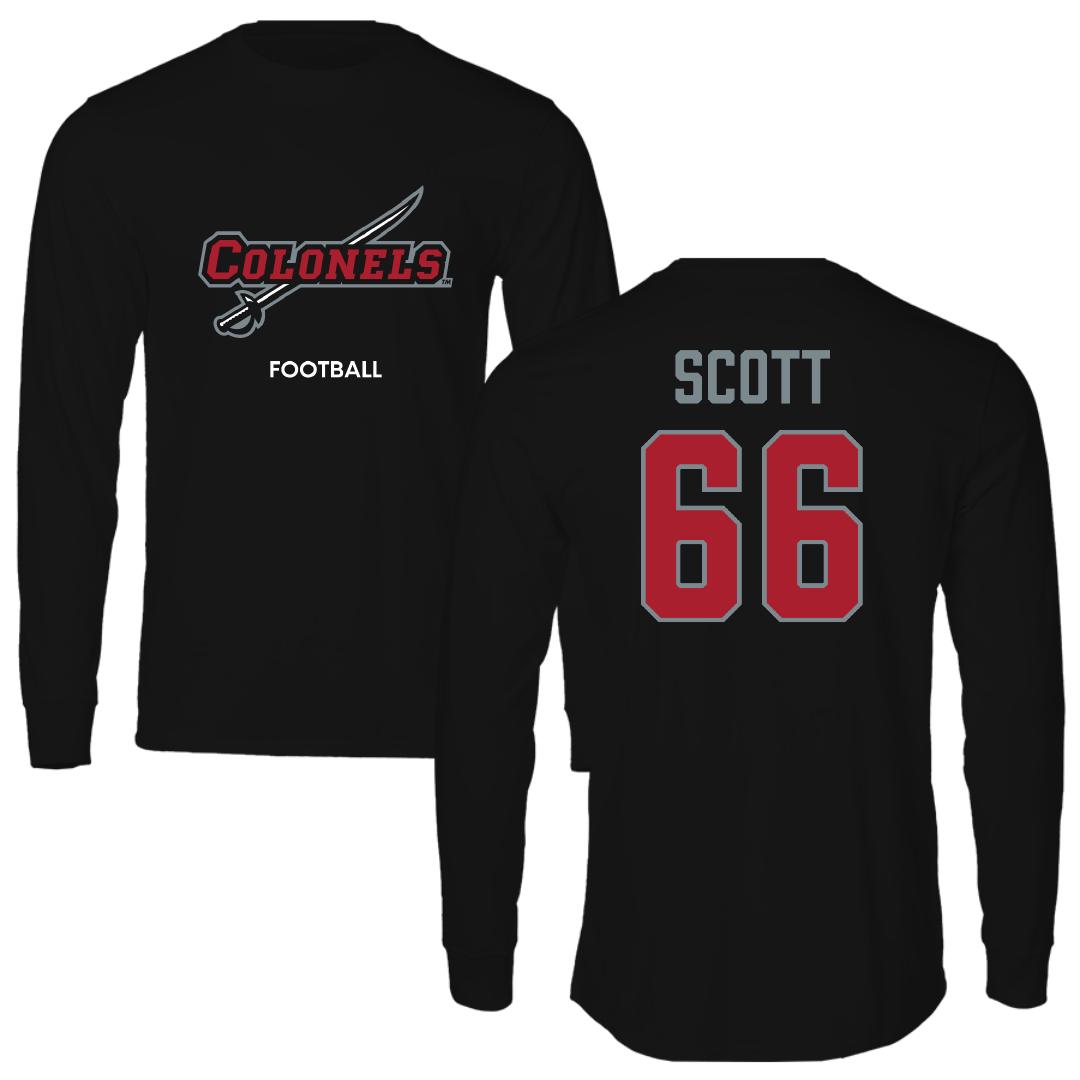 Nicholls State University Football Black Colonels Long Sleeve - #66 Sameij Scott