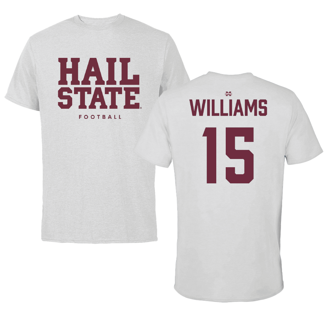 Mississippi State University Football Solid Athletic Gray Tee - #15 Jayven Williams