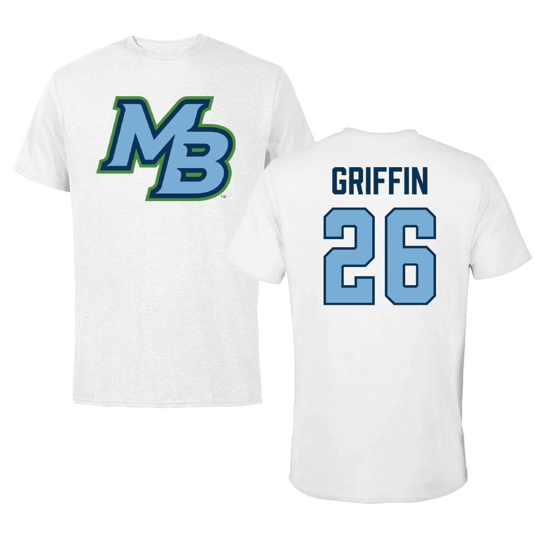 Cal State Monterey Bay Soccer White Tee - #26 Tyee Griffin