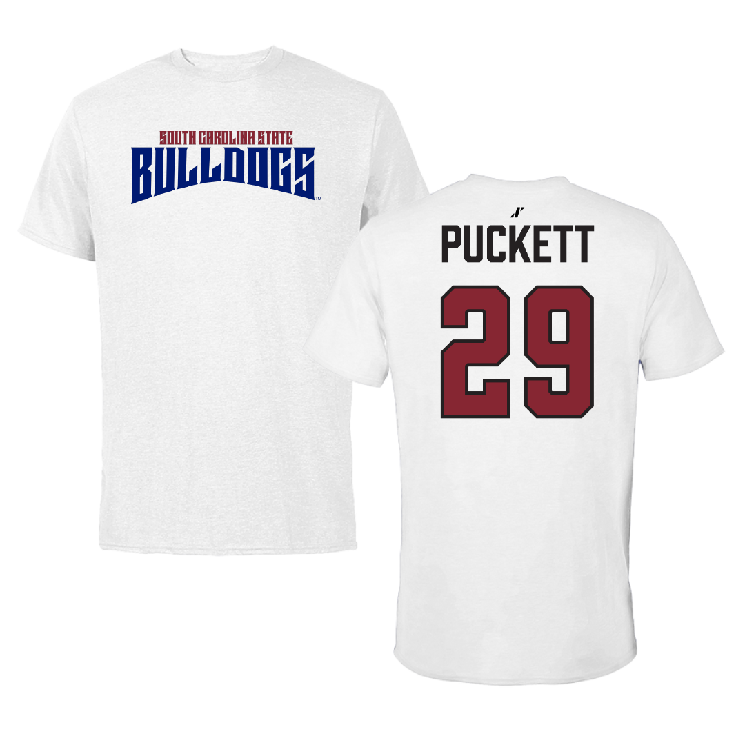 South Carolina State University Football White Classic Performance Tee - #29 Hunter Puckett