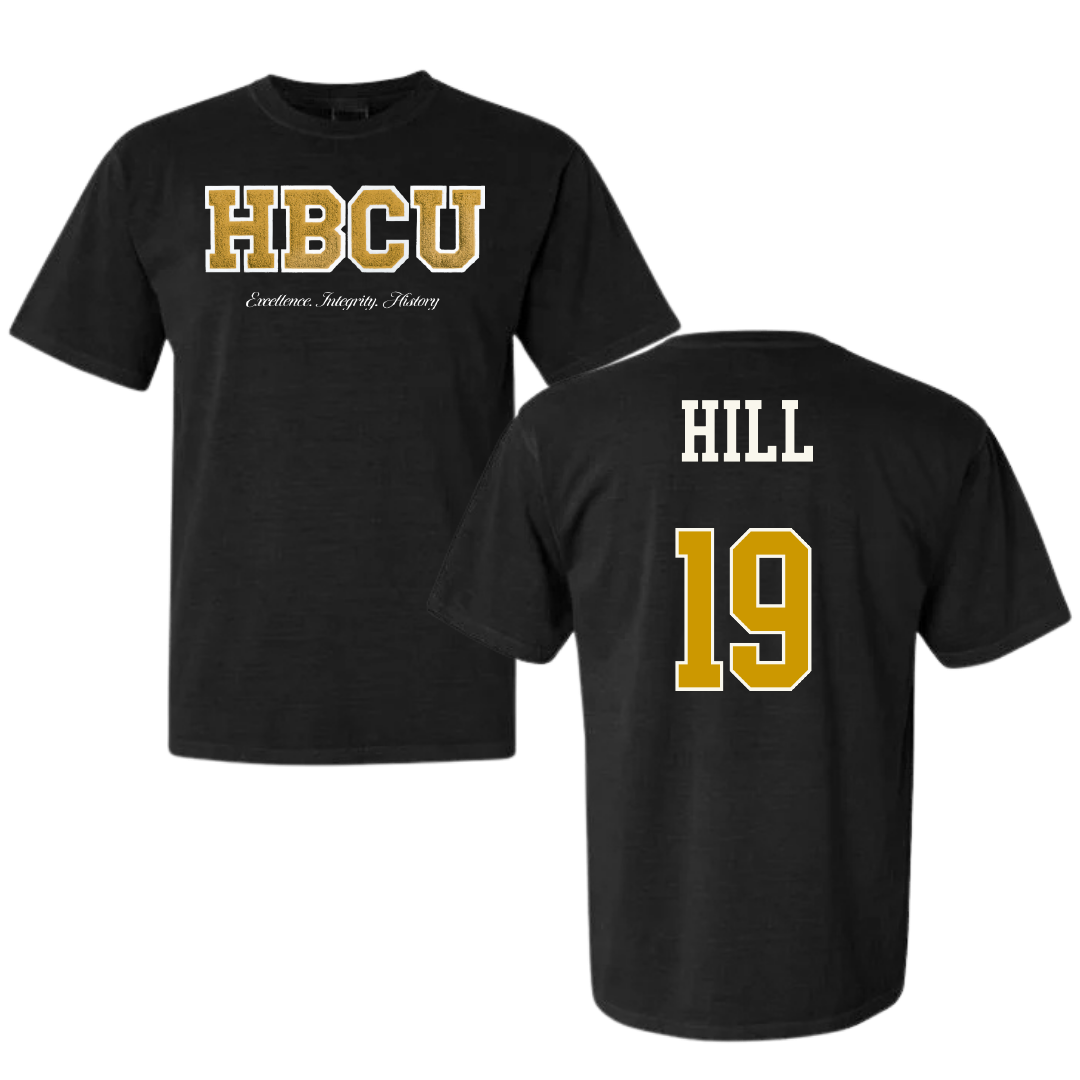 Alabama State University Softball Black HBCU Varsity Comfort Colors Tee - #19 Kaitlyn Hill