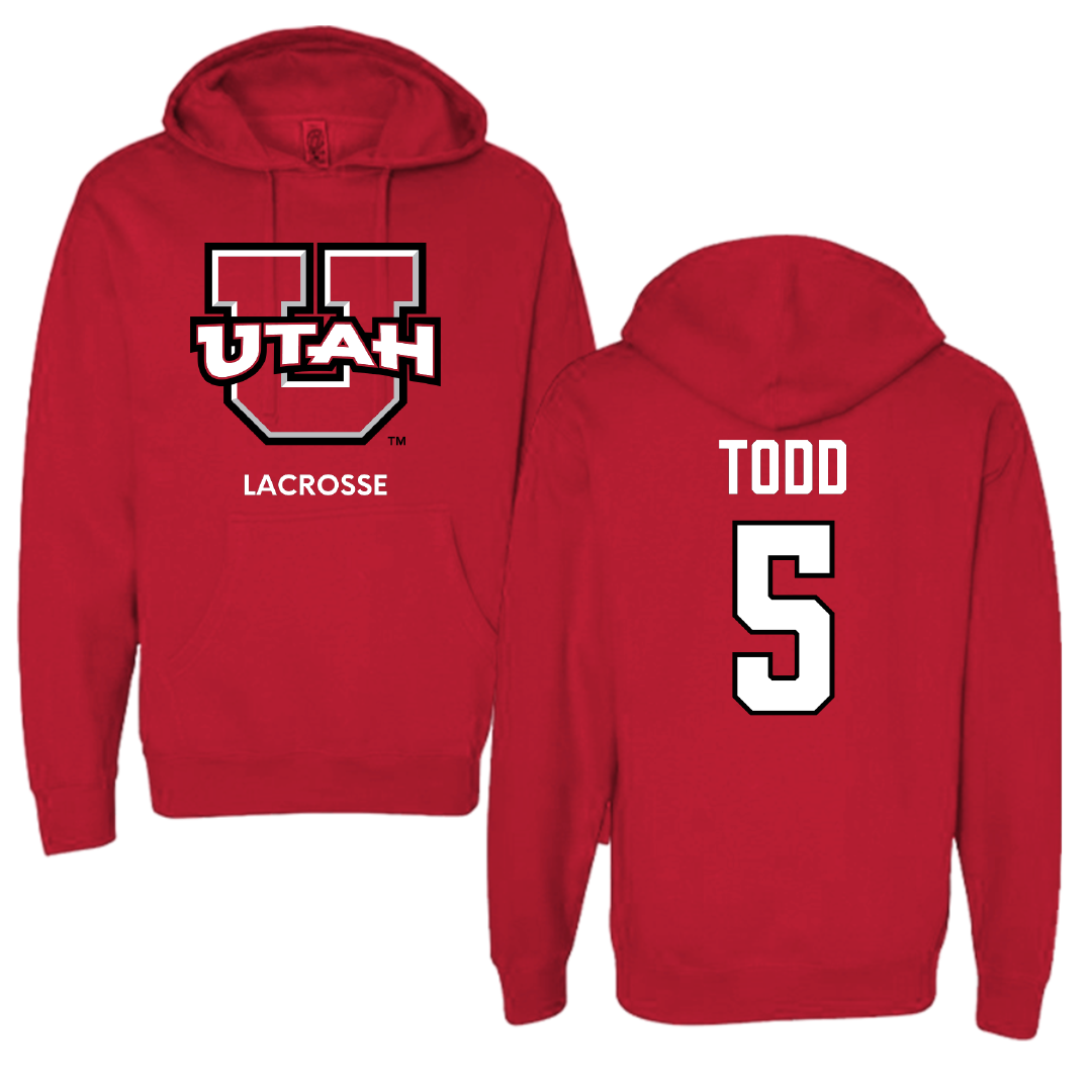 University of Utah Lacrosse (M) Red Utes Hoodie - #5 Koa Todd