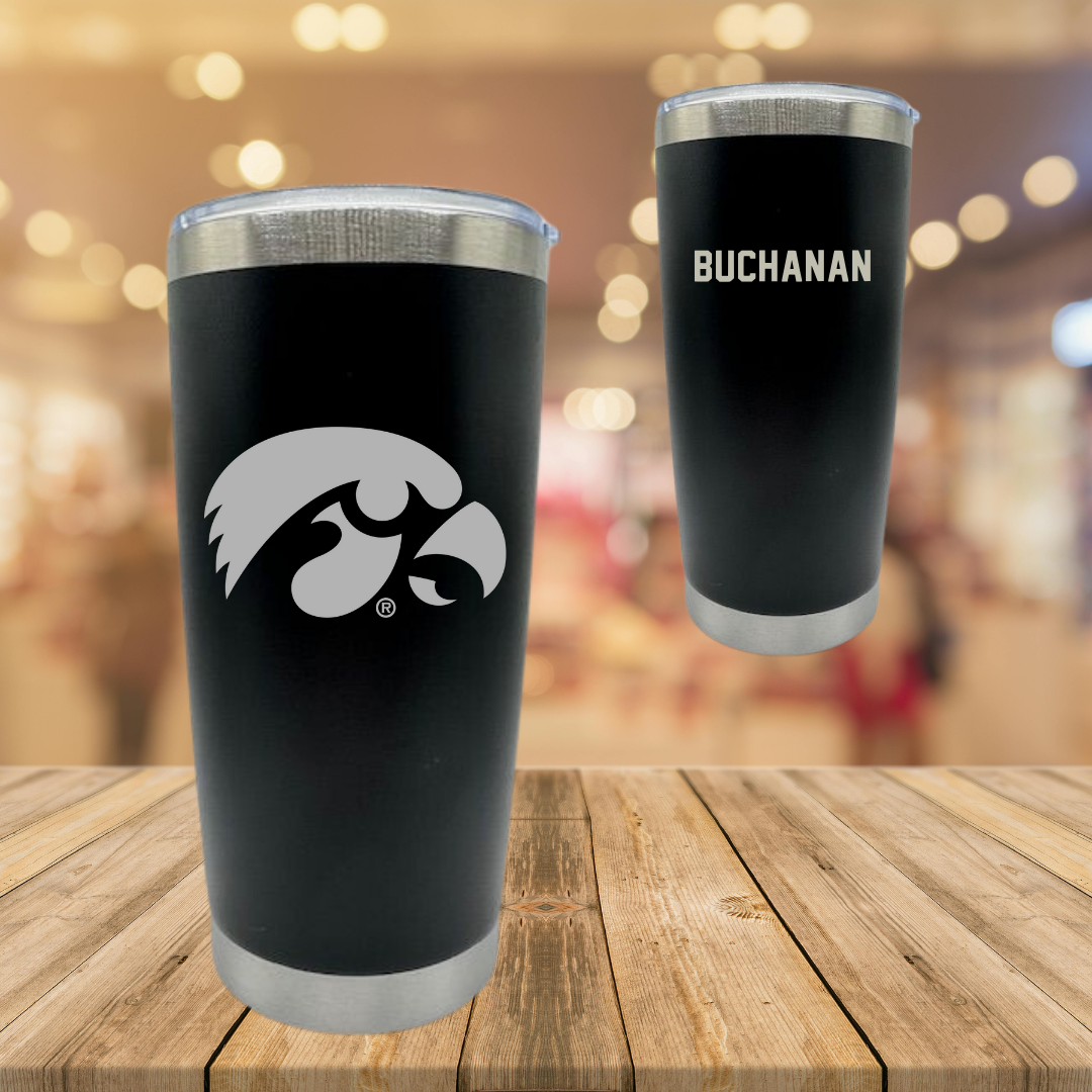 University of Iowa Wrestling Black Stainless Steel Tumbler - Stephen Buchanan