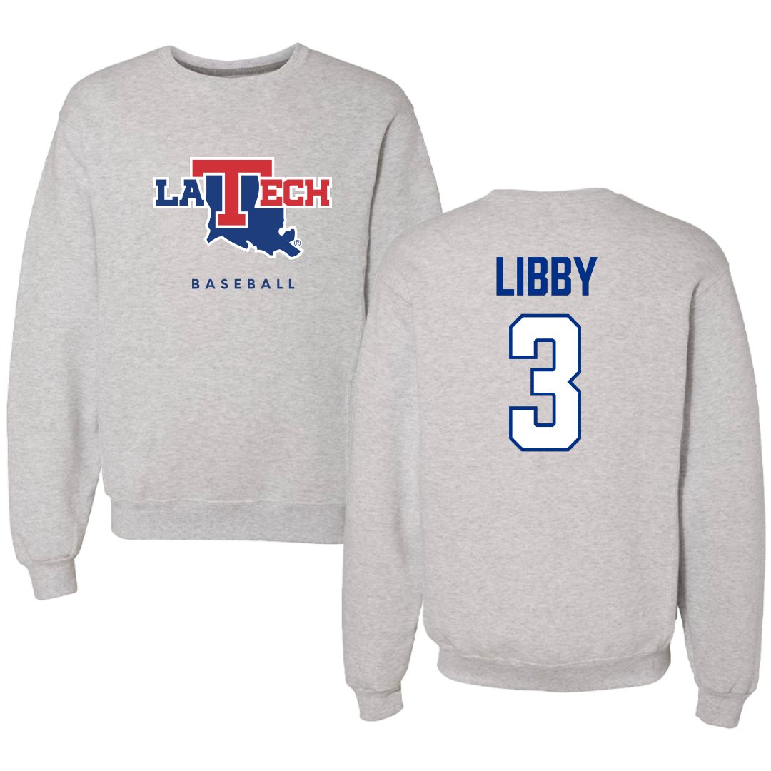 Louisiana Tech University Baseball Gray Crewneck - #3 McCann Libby