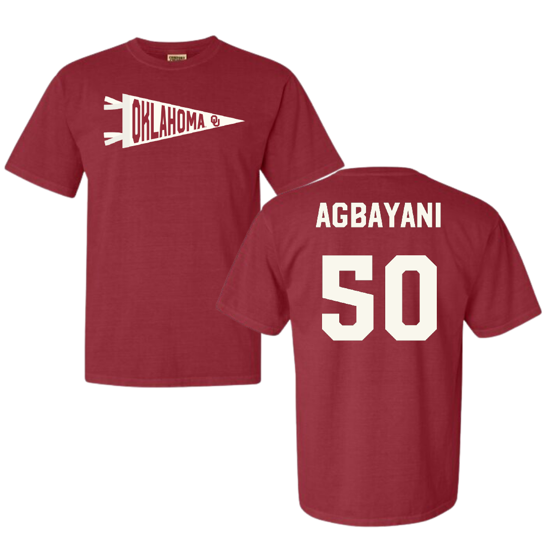 University of Oklahoma Softball Crimson Pennant Comfort Colors Tee - #50 Ailana Agbayani
