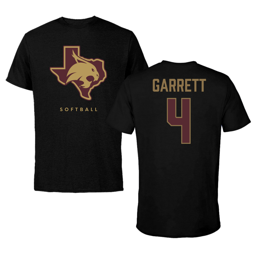 Texas State University Softball Black Performance Tee - #4 Mayson Garrett