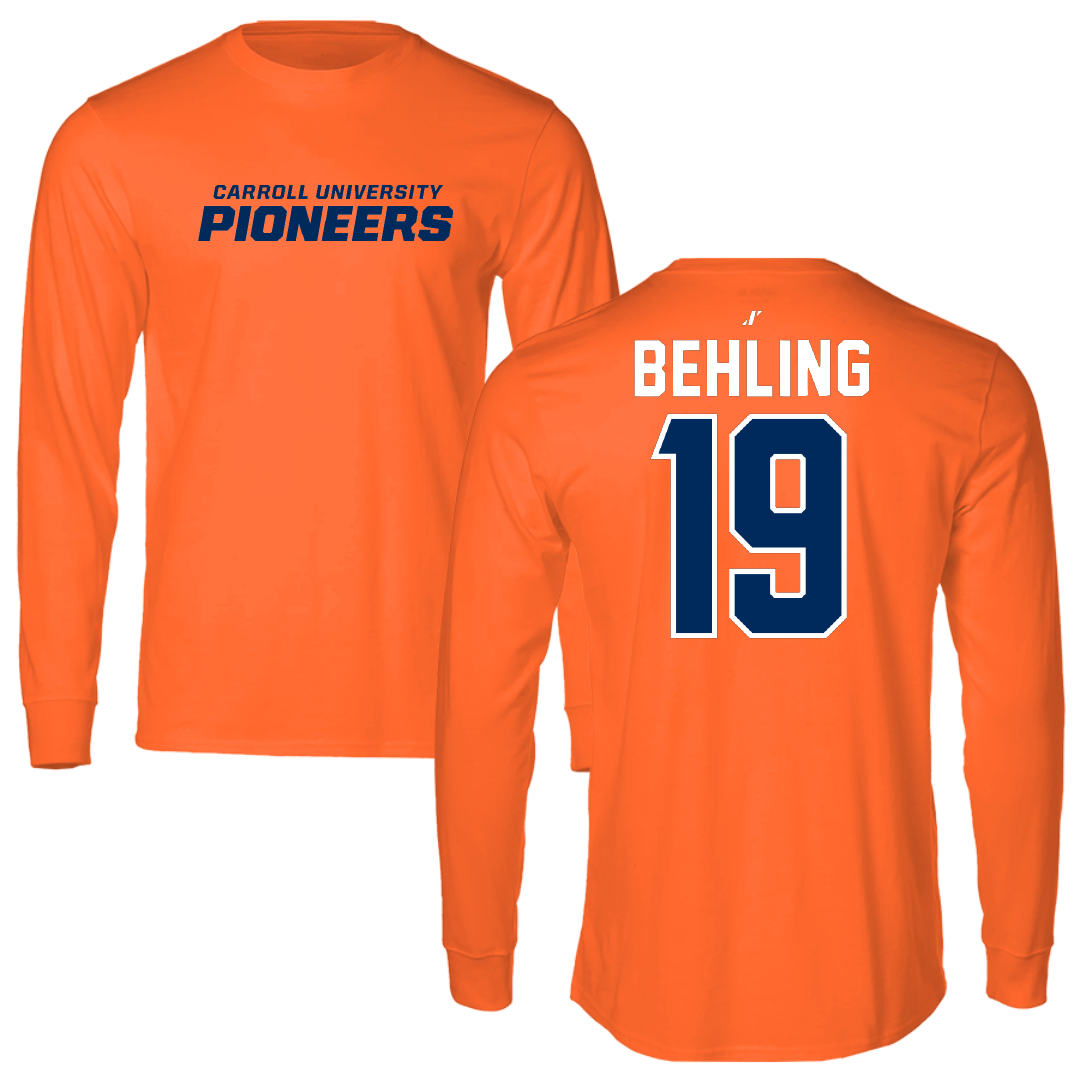 Carroll University Football Orange Performance Long Sleeve - #19 Jonah Behling