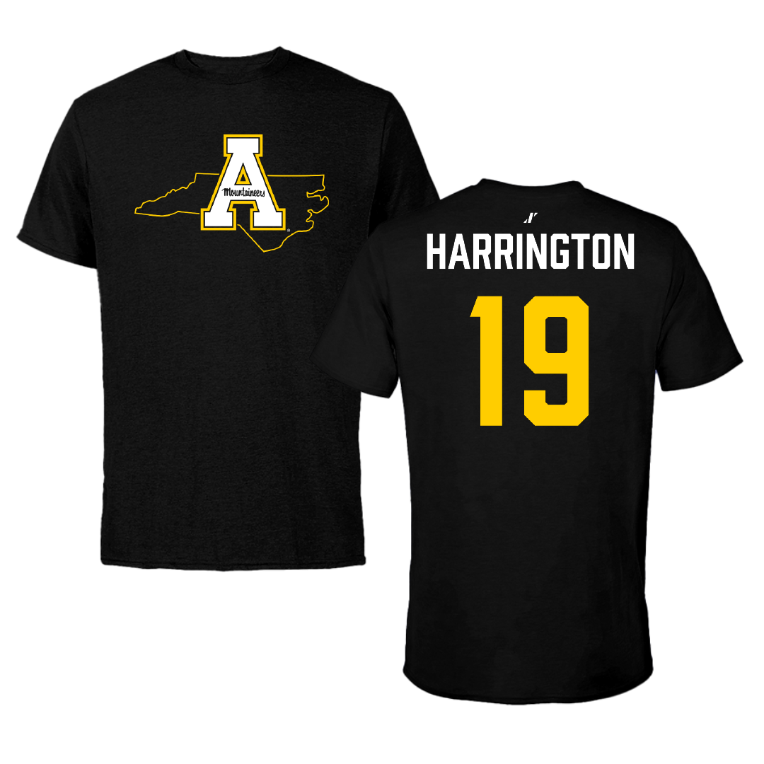 Appalachian State University Soccer (W) Black State Tee - #19 Lucy Harrington