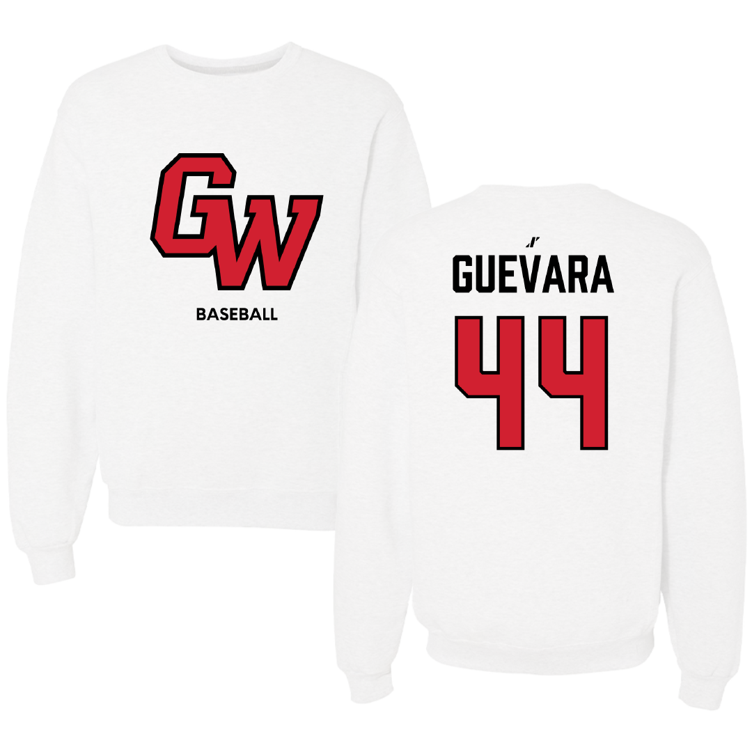 Gardner-Webb University Baseball White Crewneck - #44 Diego Guevara