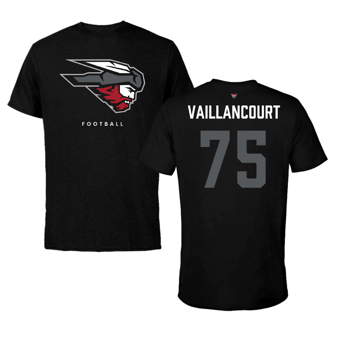 Western Colorado University Football Black Mascot Tee - #75 Patrick Vaillancourt