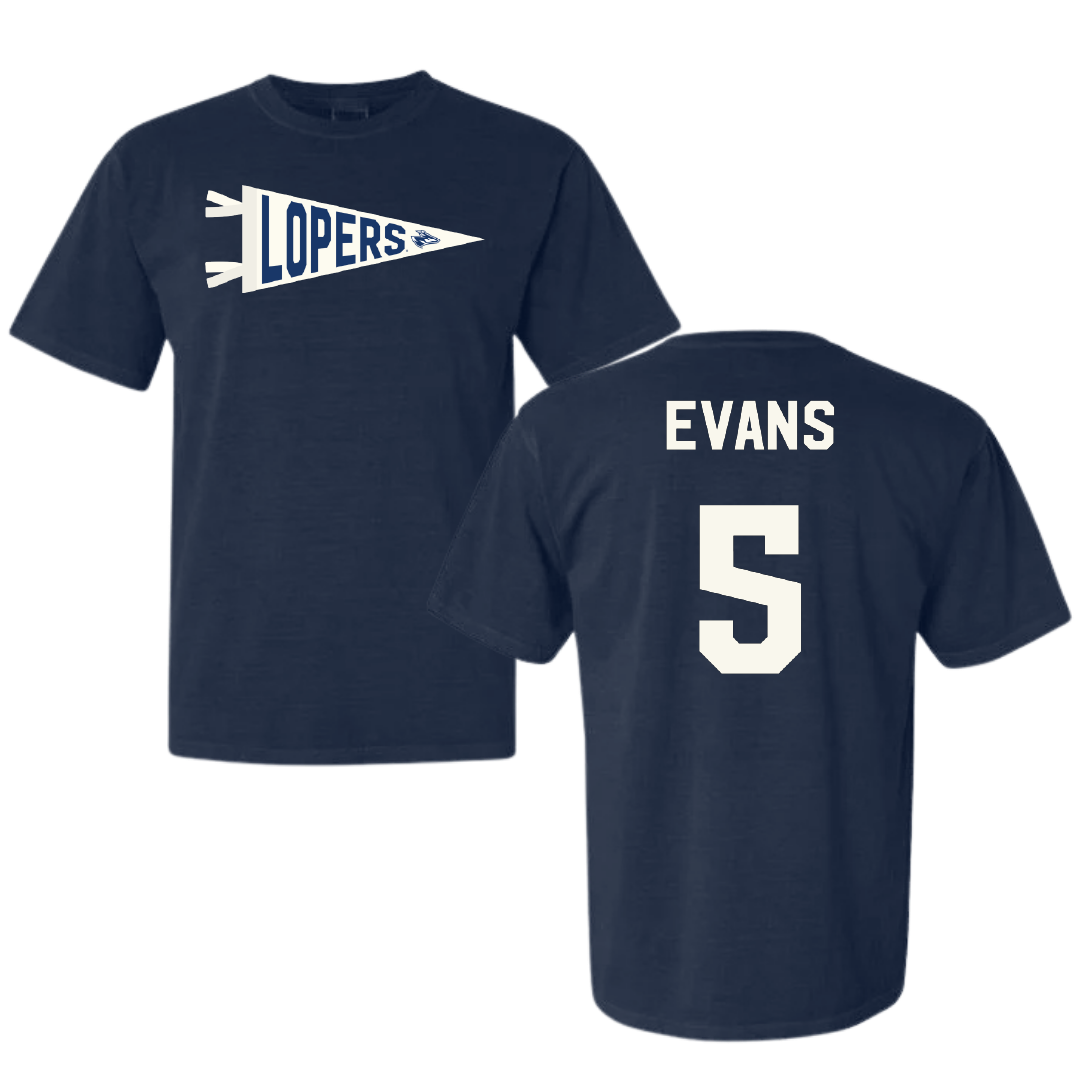 University of Nebraska at Kearney Basketball Navy Pennant Comfort Colors Tee - #5 Sean Evans