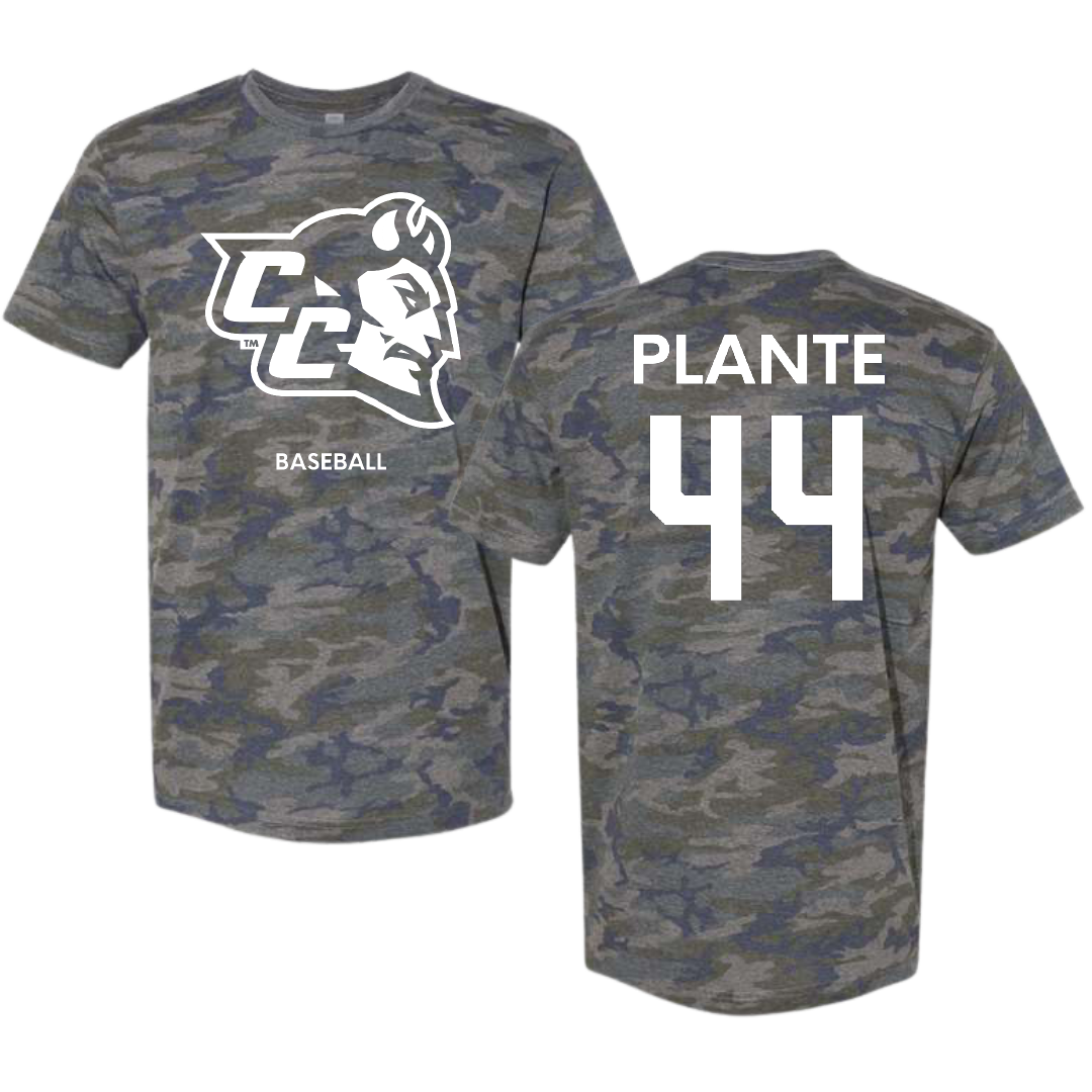 Central Connecticut State University Baseball Vintage Camo Tee - #44 Bryson Plante