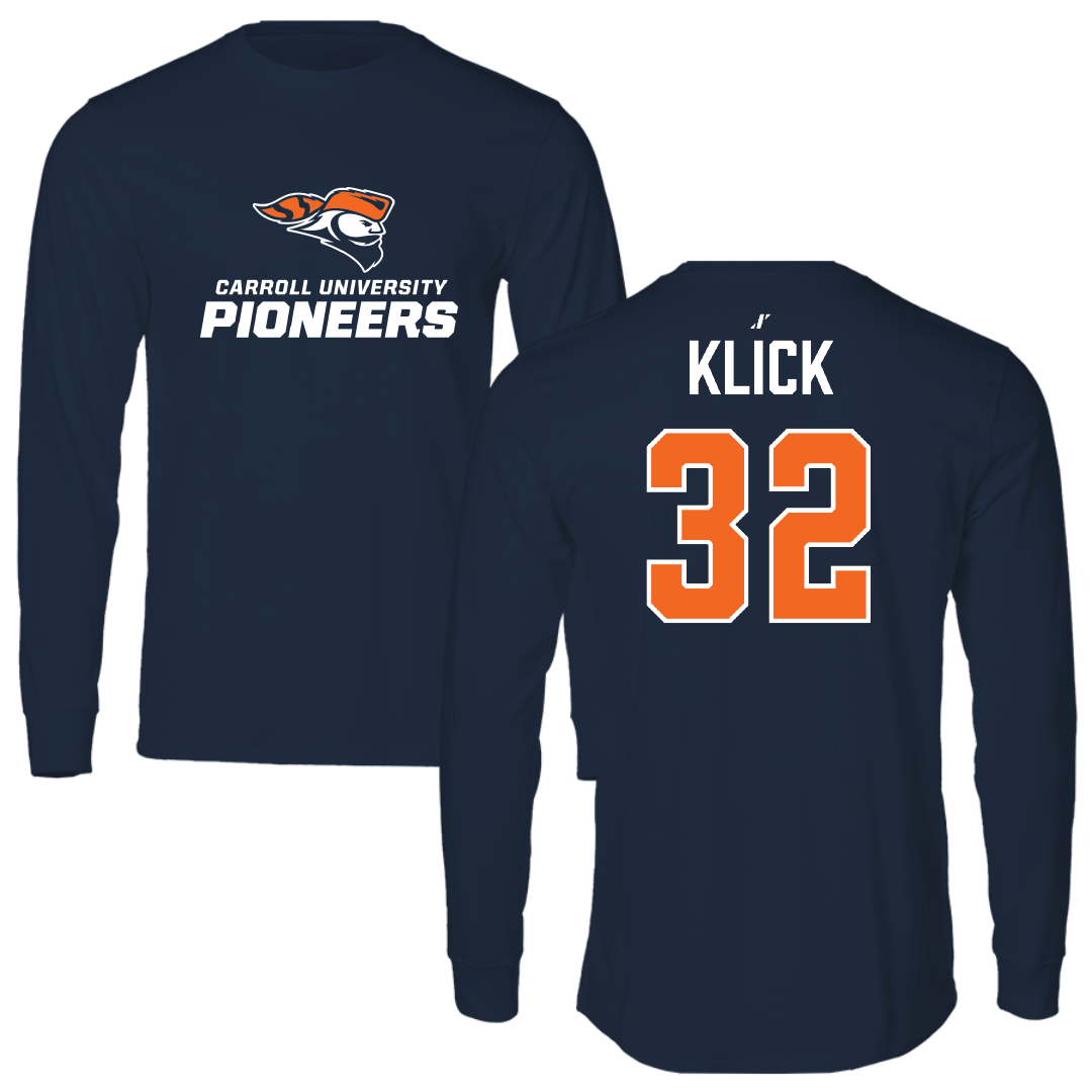Carroll University Lacrosse (M) Navy Long Sleeve - #32 Aiden Klick