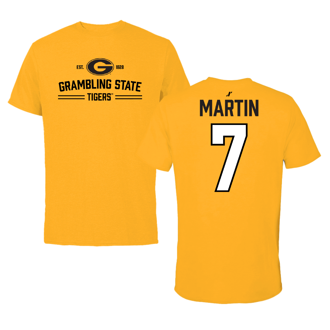 Grambling State University Baseball Gold General Performance Tee - #7 Shannon Martin