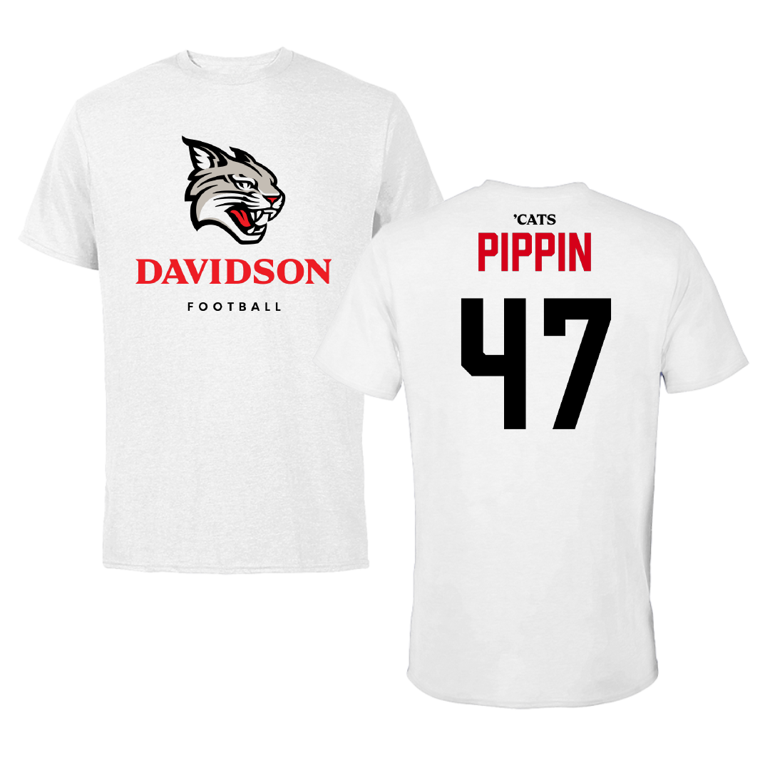 Davidson College Football White Performance Tee - #47 Nash Pippin