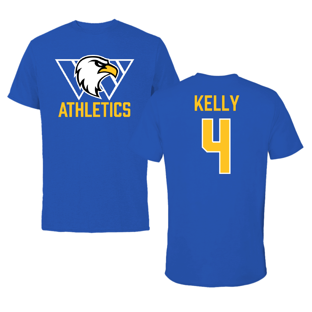 Williams Baptist University Basketball (M) Blue Performance Tee - #4 Kylen Kelly