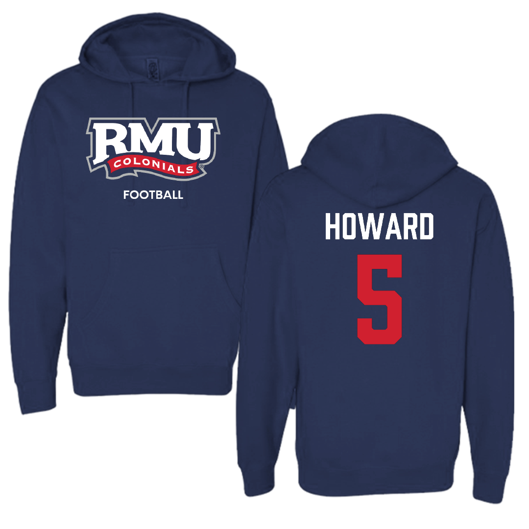 Robert Morris University Football Navy Hoodie - #5 Tahseen Howard