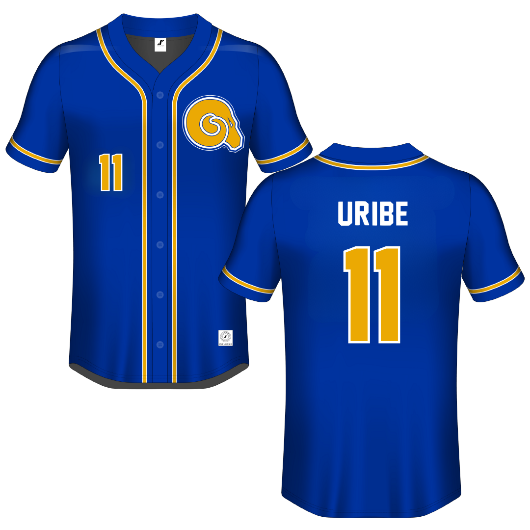 Albany State University Blue Button-Down Jersey - #11 Mylon Uribe
