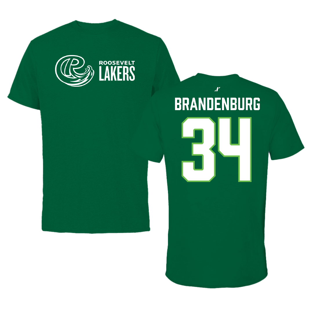Roosevelt University Basketball Green Performance Tee - #34 Ava Brandenburg