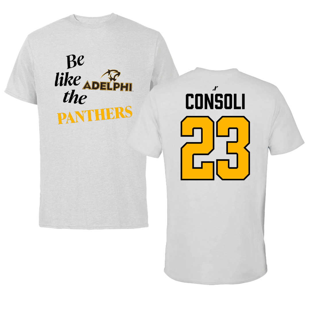Adelphi University Soccer Light Gray Be Like Us Performance Tee - #23 Alessio Consoli