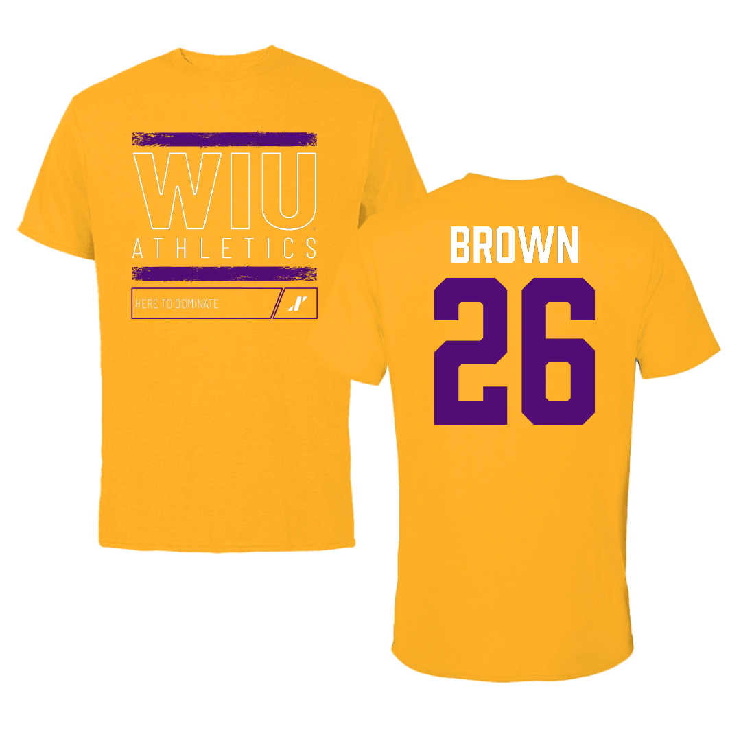 Western Illinois University Softball Gold Dominate Performance Tee - #26 Payton Brown