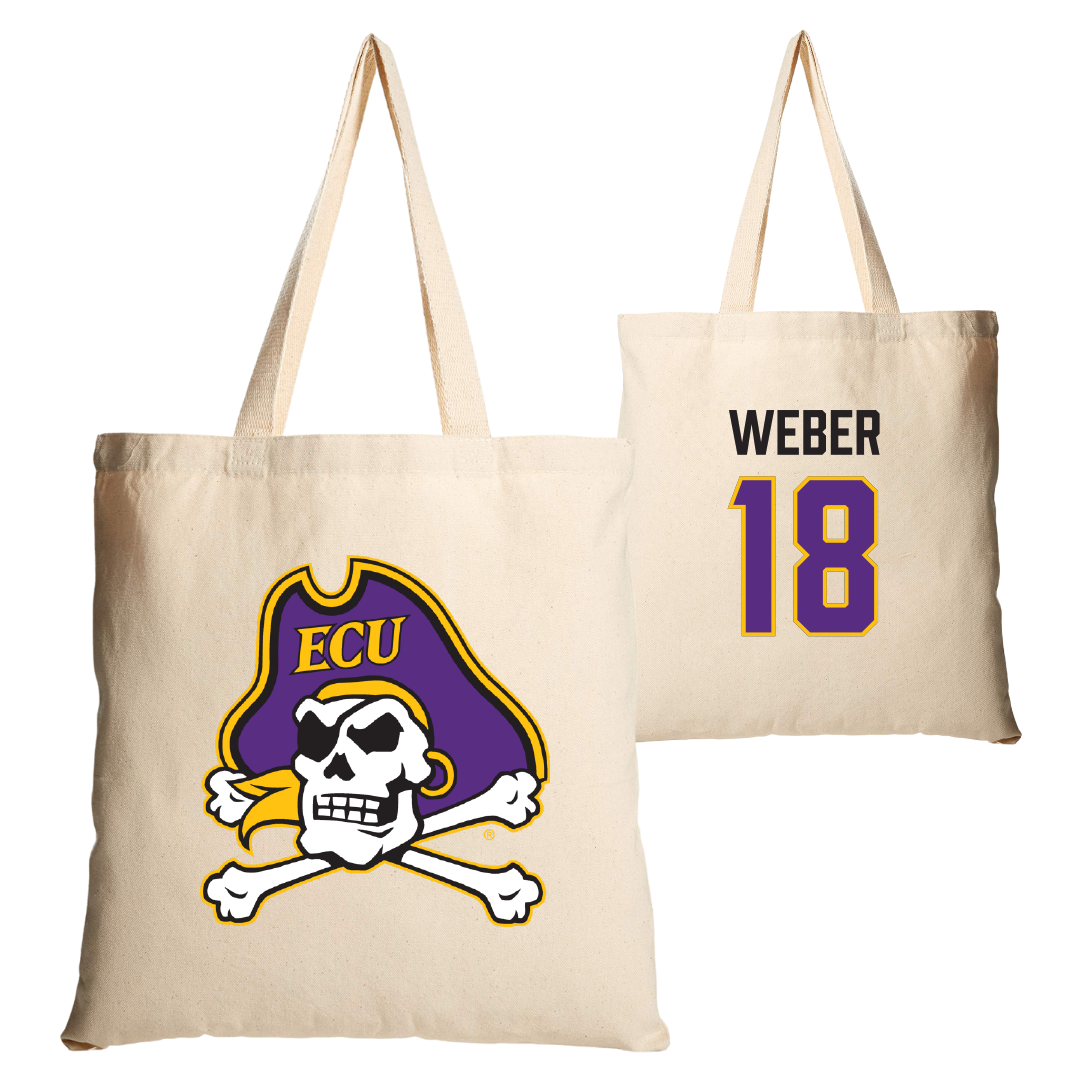 East Carolina University Softball Tan Canvas Tote Bag - #18 Michaela Weber