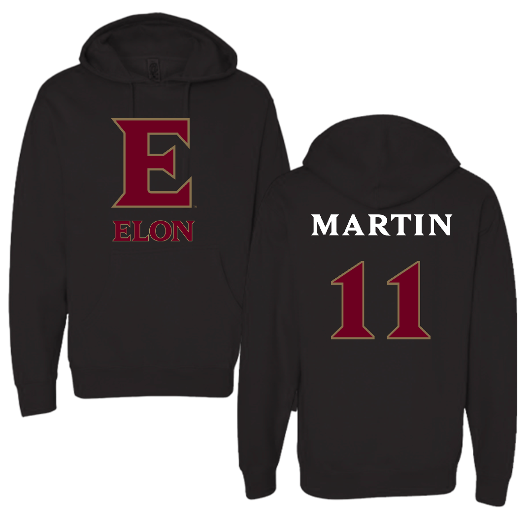 Elon University Football Black Hoodie - #11 Anthony Martin