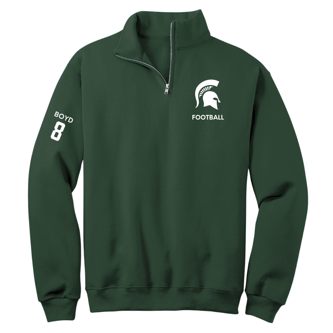 Michigan State University Football Forest Green Quarter-Zip - #8 Evan Boyd