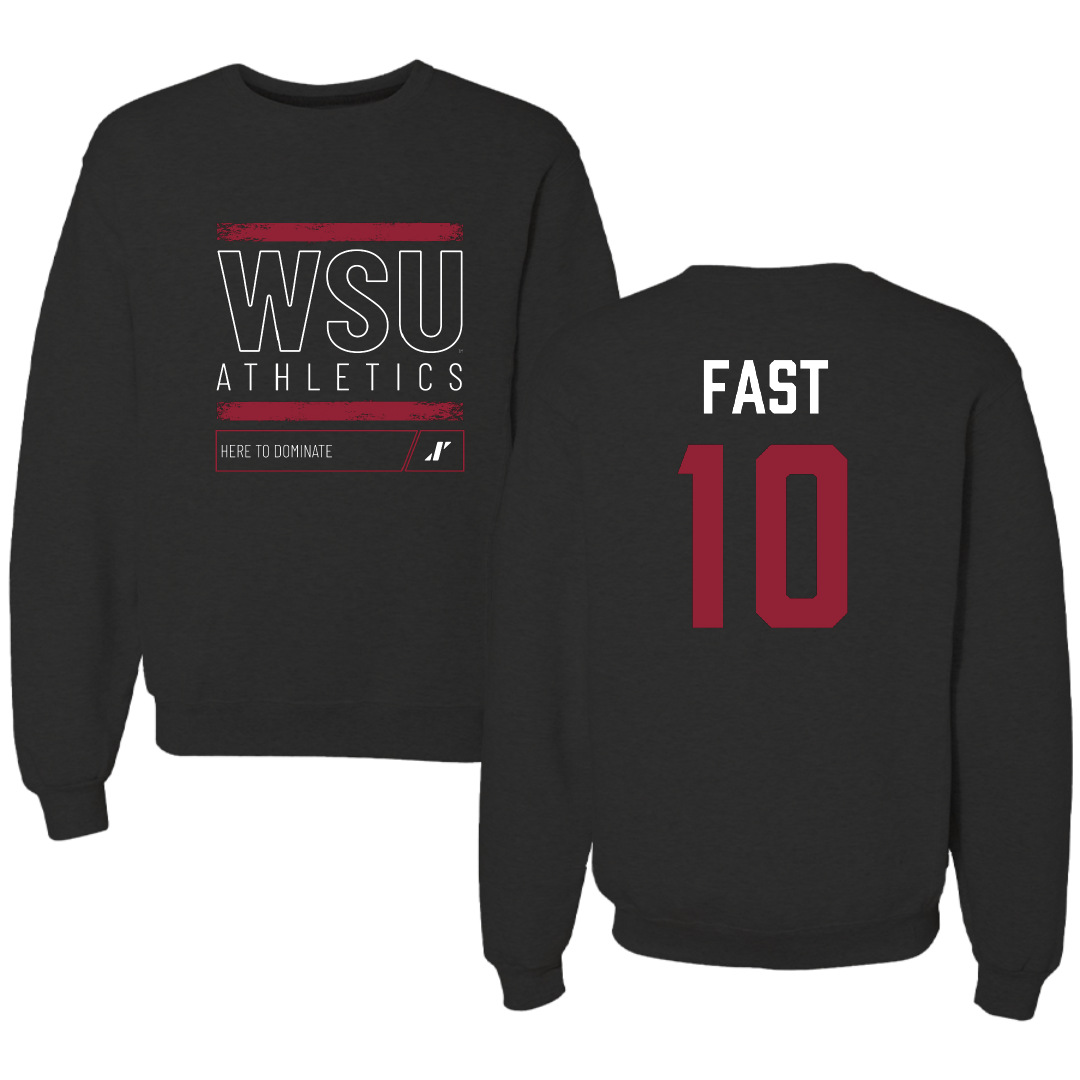 Washington State University Baseball Black Dominate Crewneck - #10 Taber Fast