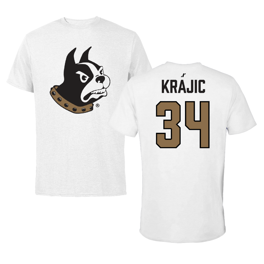 Wofford College Lacrosse (W) White Tee - #34 Emily Krajic